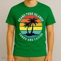 Grand Turk Islands Turks And Caicos Sunset Palm Trees T-Shirt thumb 3