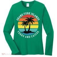 Grand Turk Islands Turks And Caicos Sunset Palm Trees Women's Long Sleeve Shirt thumb 0