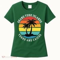 Grand Turk Islands Turks And Caicos Sunset Palm Trees Women's T-Shirt thumb 0