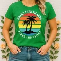 Grand Turk Islands Turks And Caicos Sunset Palm Trees Women's T-Shirt thumb 2