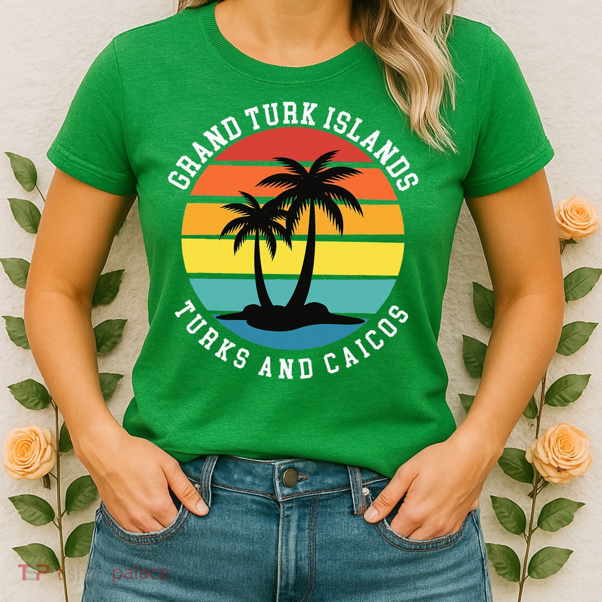 Grand Turk Islands Turks And Caicos Sunset Palm Trees Women's T-Shirt