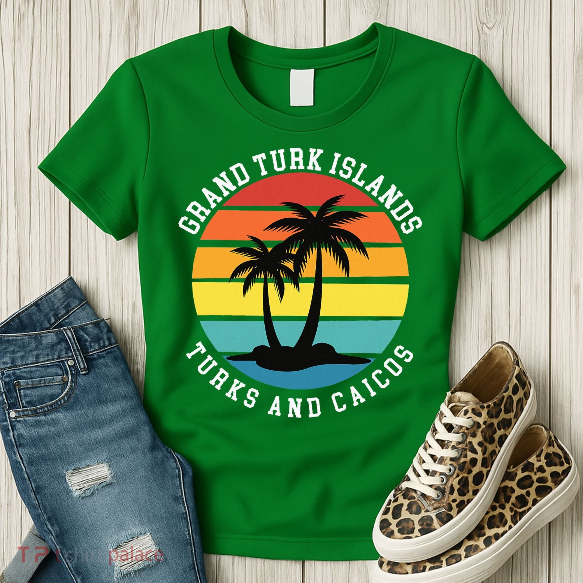 Grand Turk Islands Turks And Caicos Sunset Palm Trees Women's T-Shirt