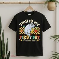 Groovy This Is My First Day Of School Funny Manatee Gifts T-Shirt thumb 2
