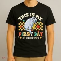 Groovy This Is My First Day Of School Funny Manatee Gifts T-Shirt thumb 3