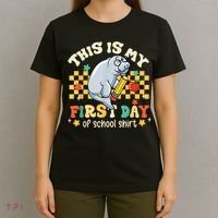 Groovy This Is My First Day Of School Funny Manatee Gifts T-Shirt thumb 4