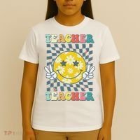 Groovy Teacher Inspirational Colorful Back To School T-Shirt thumb 4