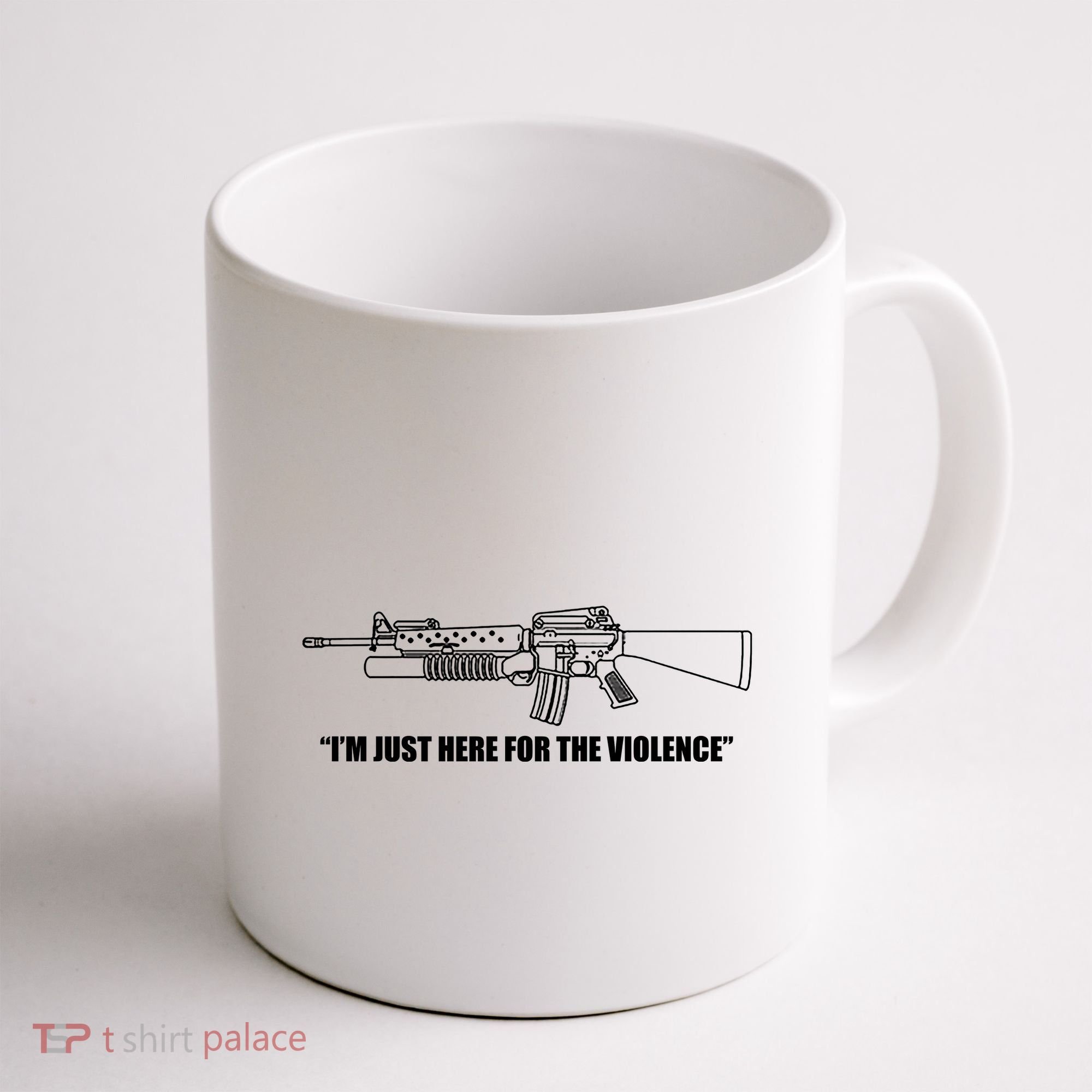 Garand Thumb IM Just Here For The Violence Coffee Mug