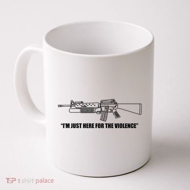 Garand Thumb IM Just Here For The Violence Coffee Mug