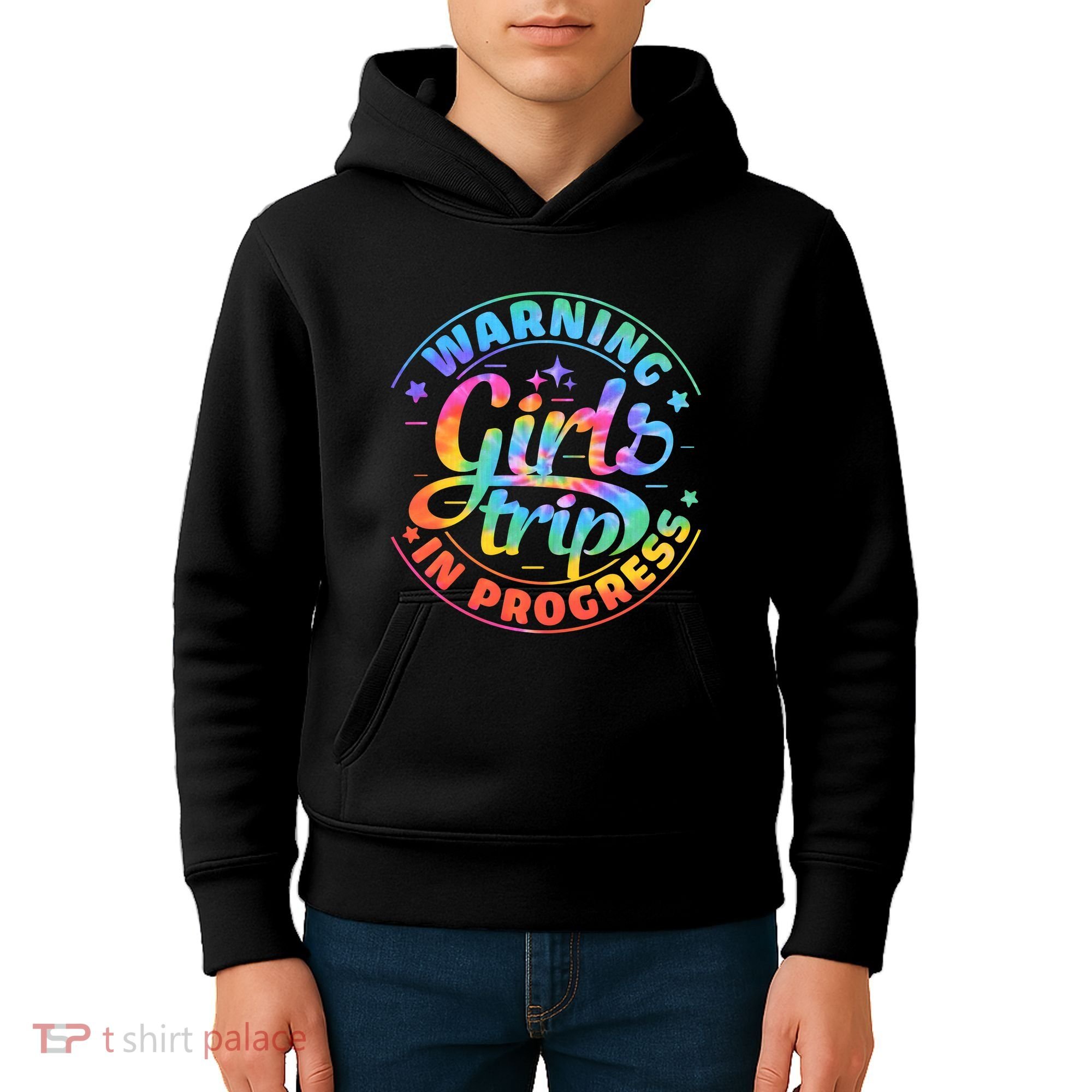 Girl Trip In Progress Tie Dye Kids Hoodie