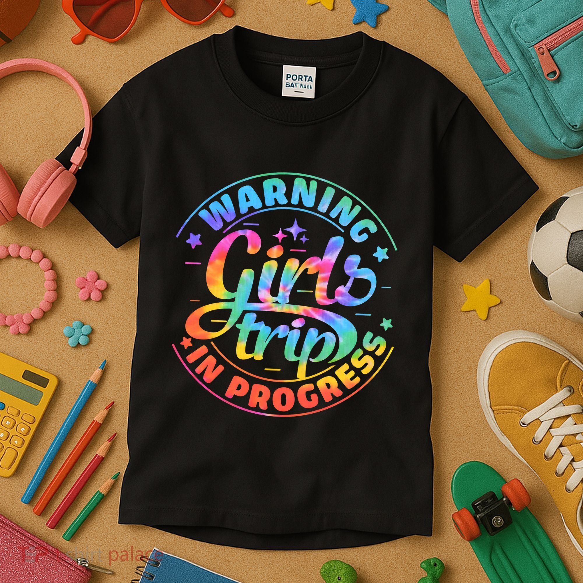 Girl Trip In Progress Tie Dye Kids T-Shirt