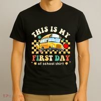 Groovy This Is My First Day Of School Funny Manatee Gifts T-Shirt thumb 3