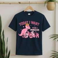 Girl Today I Want To Be A Princess A Pink Dinosaur TRex T-Shirt thumb 2