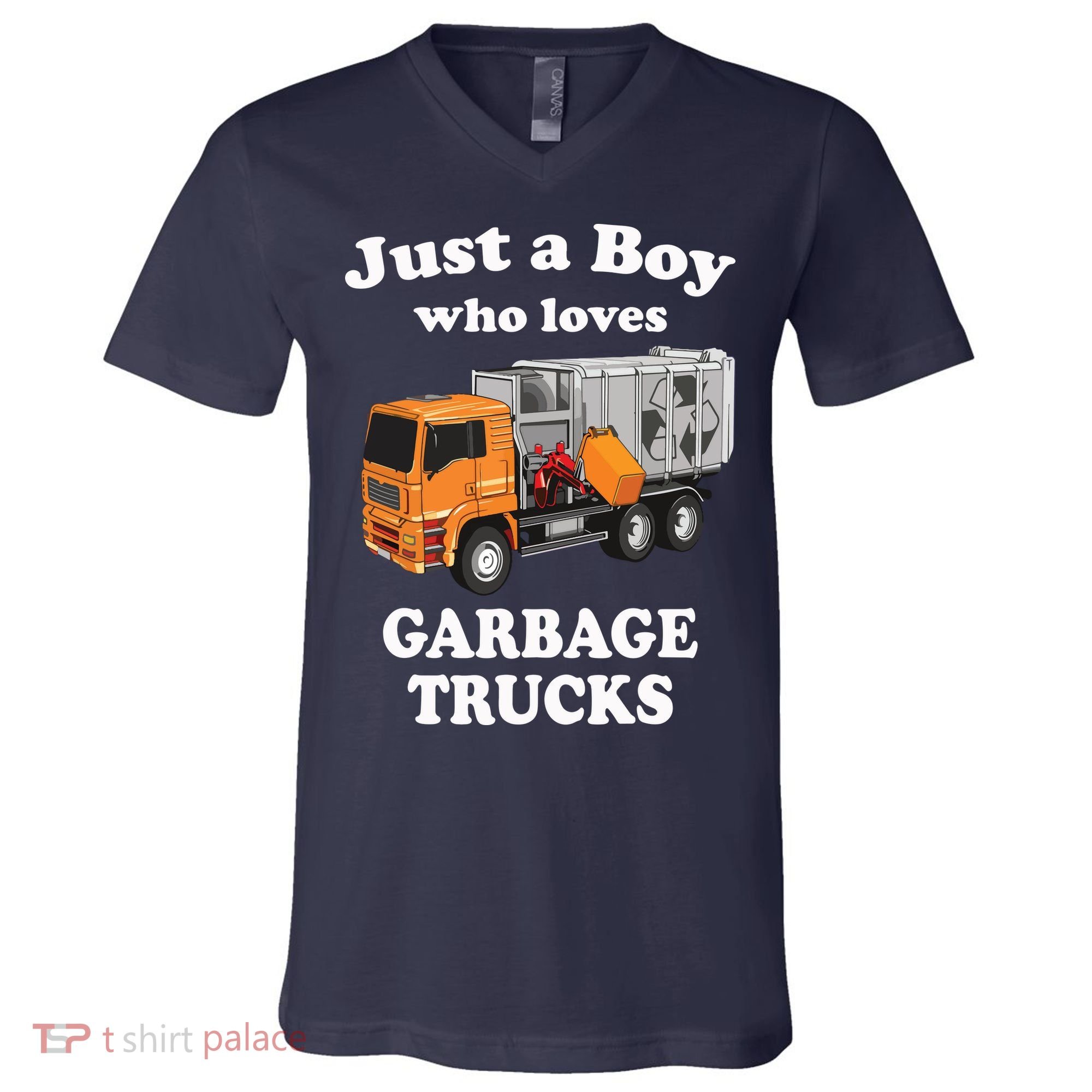 Garbage Truck Just A Boy Who Loves Garbage Trucks V-Neck T-Shirt