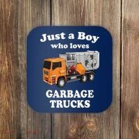Garbage Truck Just A Boy Who Loves Garbage Trucks Coaster thumb 0