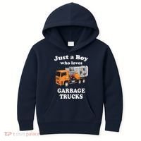 Garbage Truck Just A Boy Who Loves Garbage Trucks Kids Hoodie thumb 0
