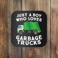 Garbage Truck Just A Boy Who Loves Garbage Trucks Coaster thumb 0