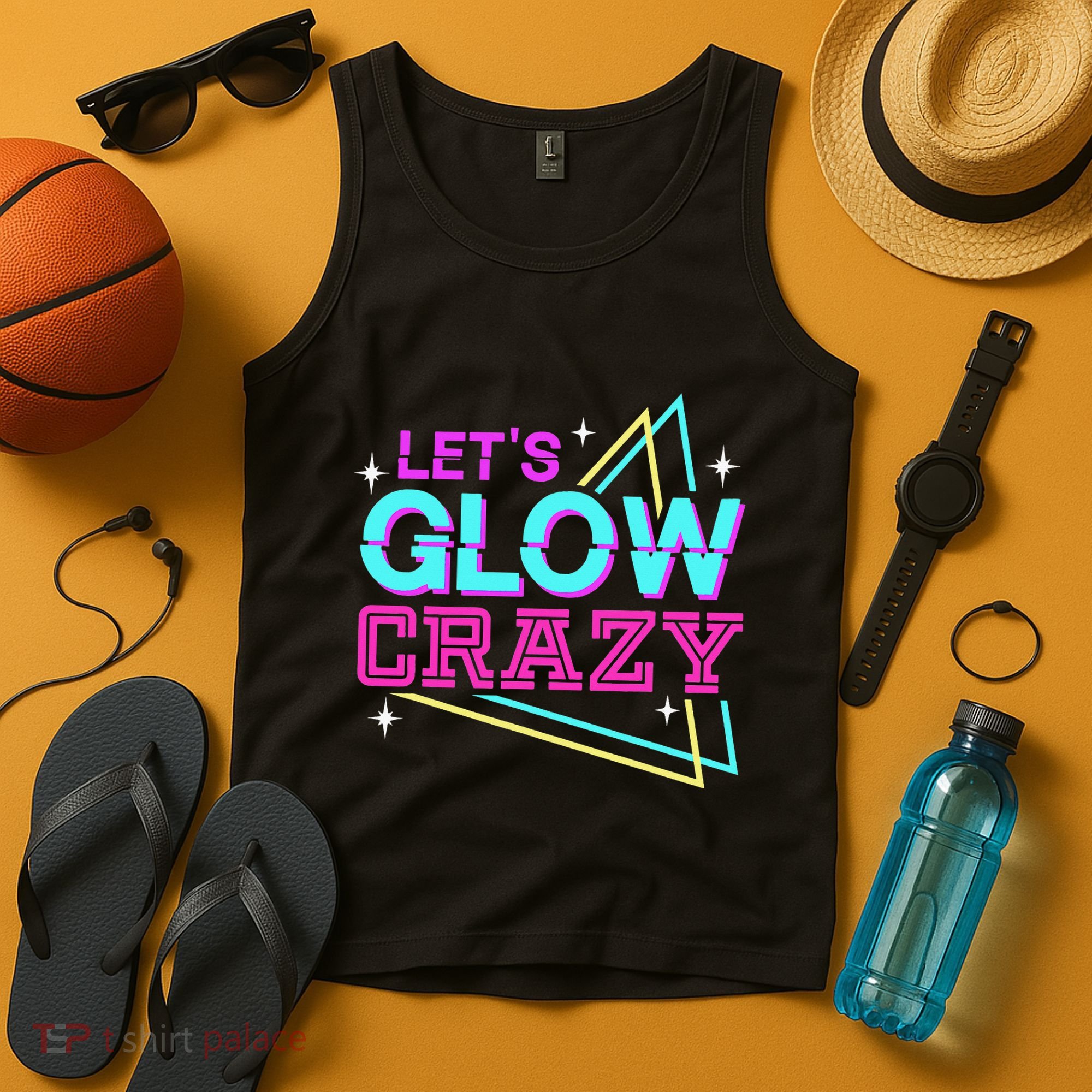 Group Team Lets A Glow Crazy Retro Tank Top
