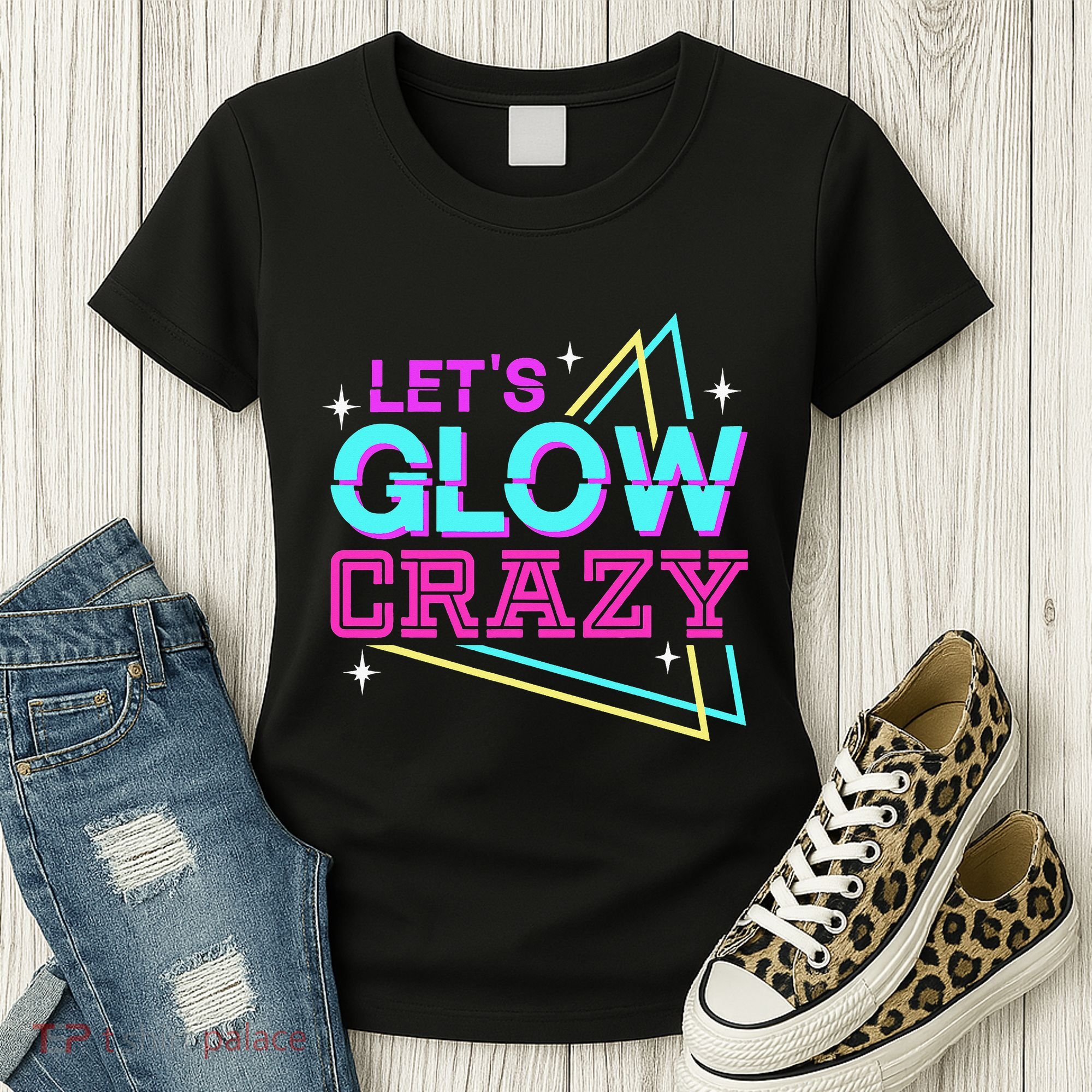 Group Team Lets A Glow Crazy Retro Women's T-Shirt