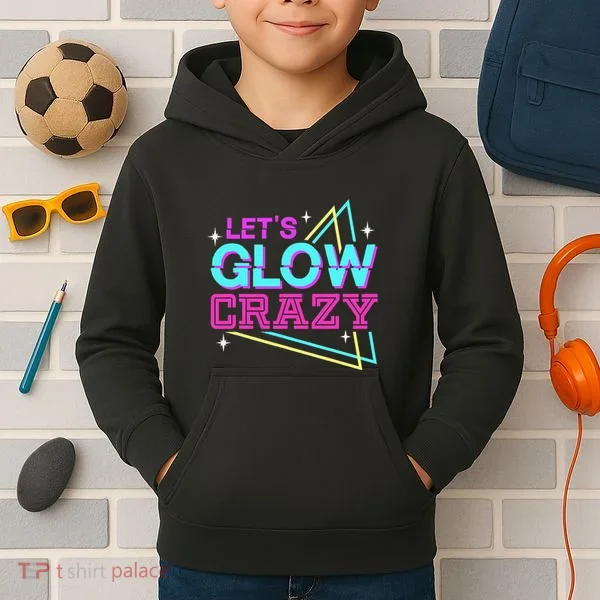 Group Team Lets A Glow Crazy Retro Kids Hoodie