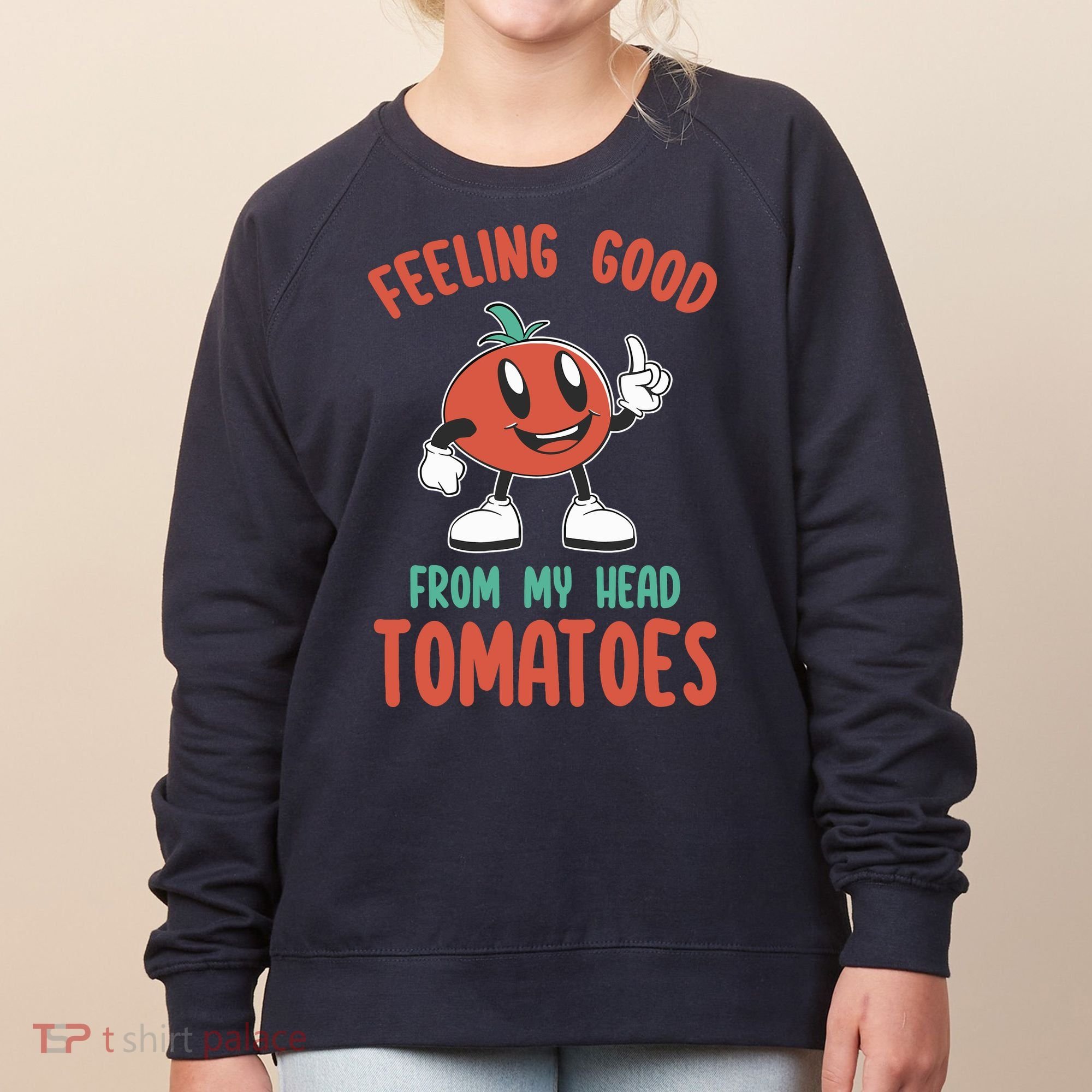 Groovy Tomato Lover Vegan Feeling Good From My Head Tomatoes Women's Sweatshirt