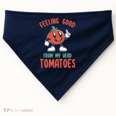 Groovy Tomato Lover Vegan Feeling Good From My Head Tomatoes USA-Made Doggie Bandana