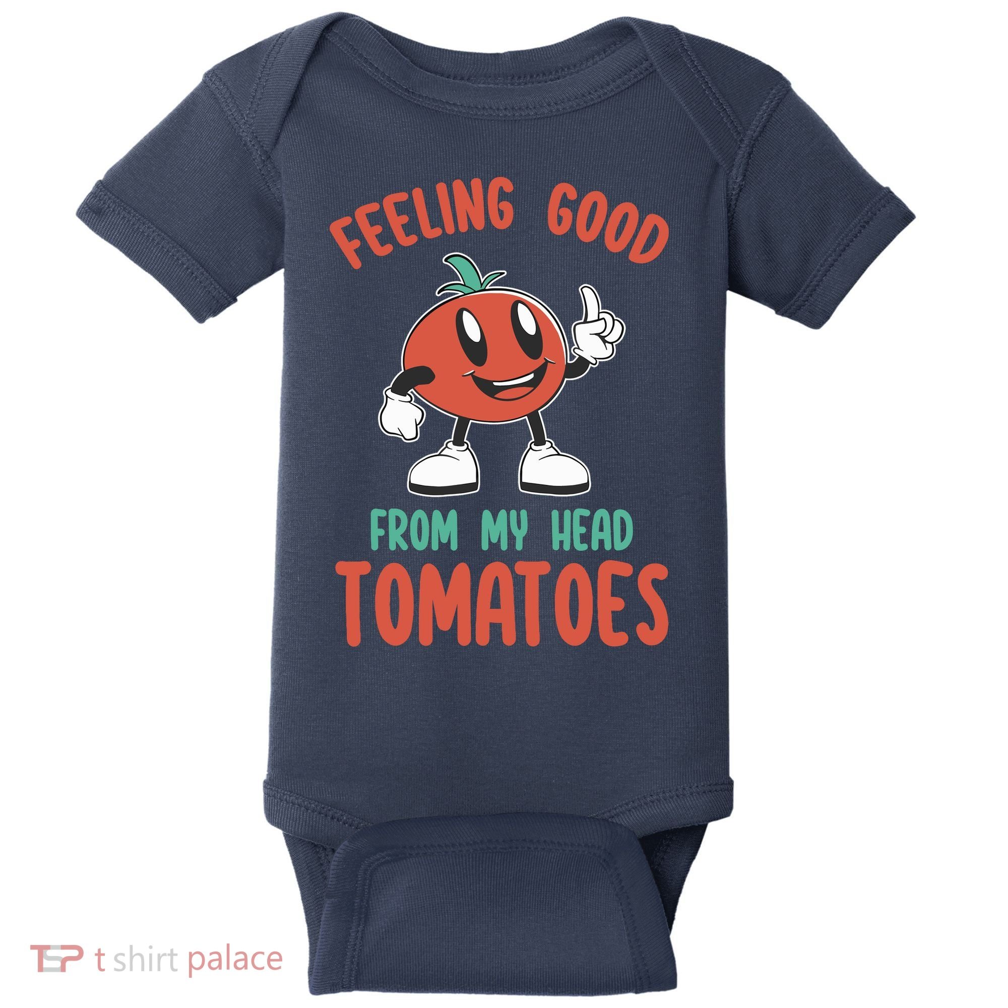 Groovy Tomato Lover Vegan Feeling Good From My Head Tomatoes Baby Bodysuit
