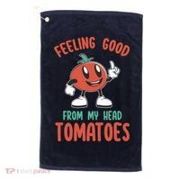Groovy Tomato Lover Vegan Feeling Good From My Head Tomatoes Golf Towel thumb 0