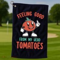 Groovy Tomato Lover Vegan Feeling Good From My Head Tomatoes Golf Towel thumb 1