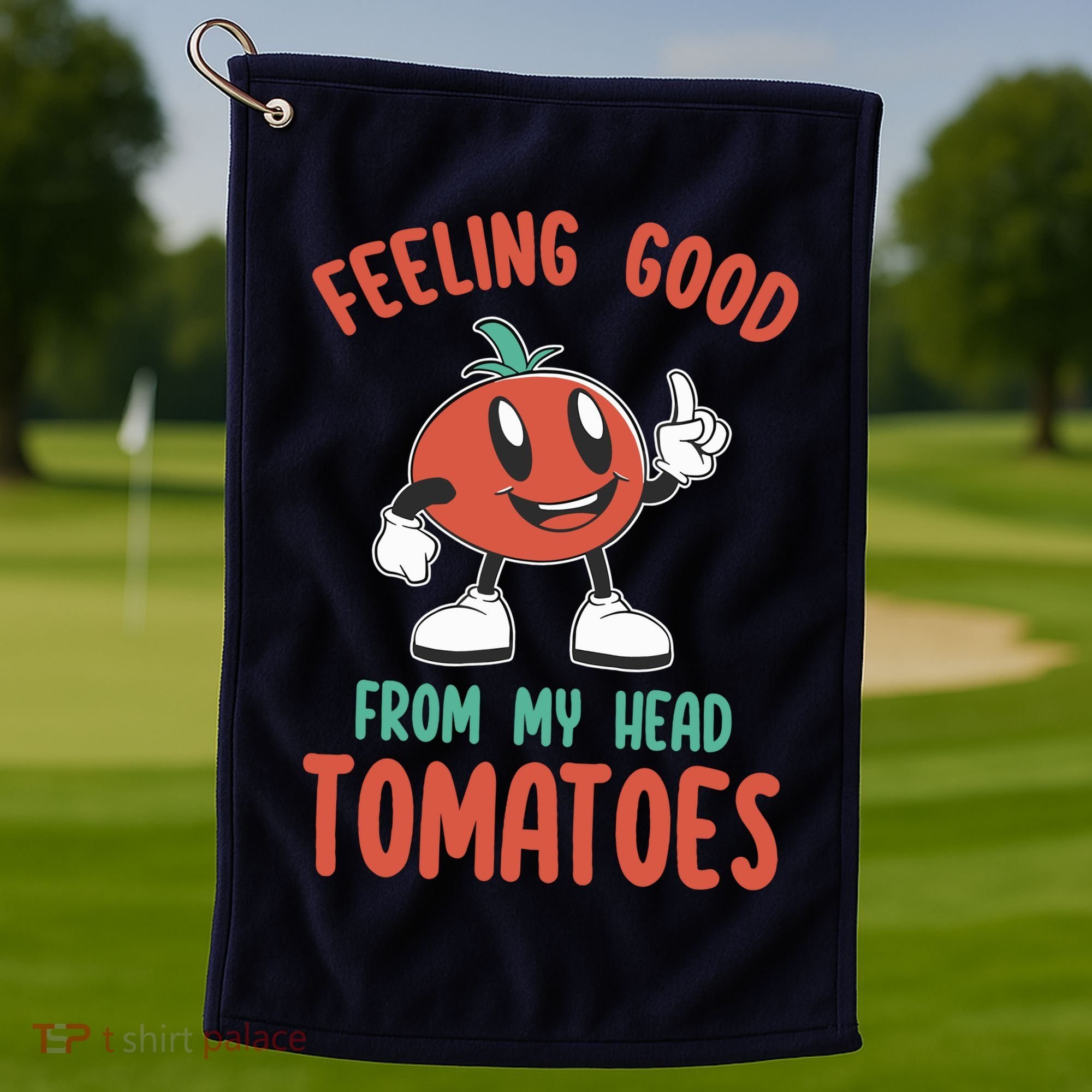 Groovy Tomato Lover Vegan Feeling Good From My Head Tomatoes Golf Towel