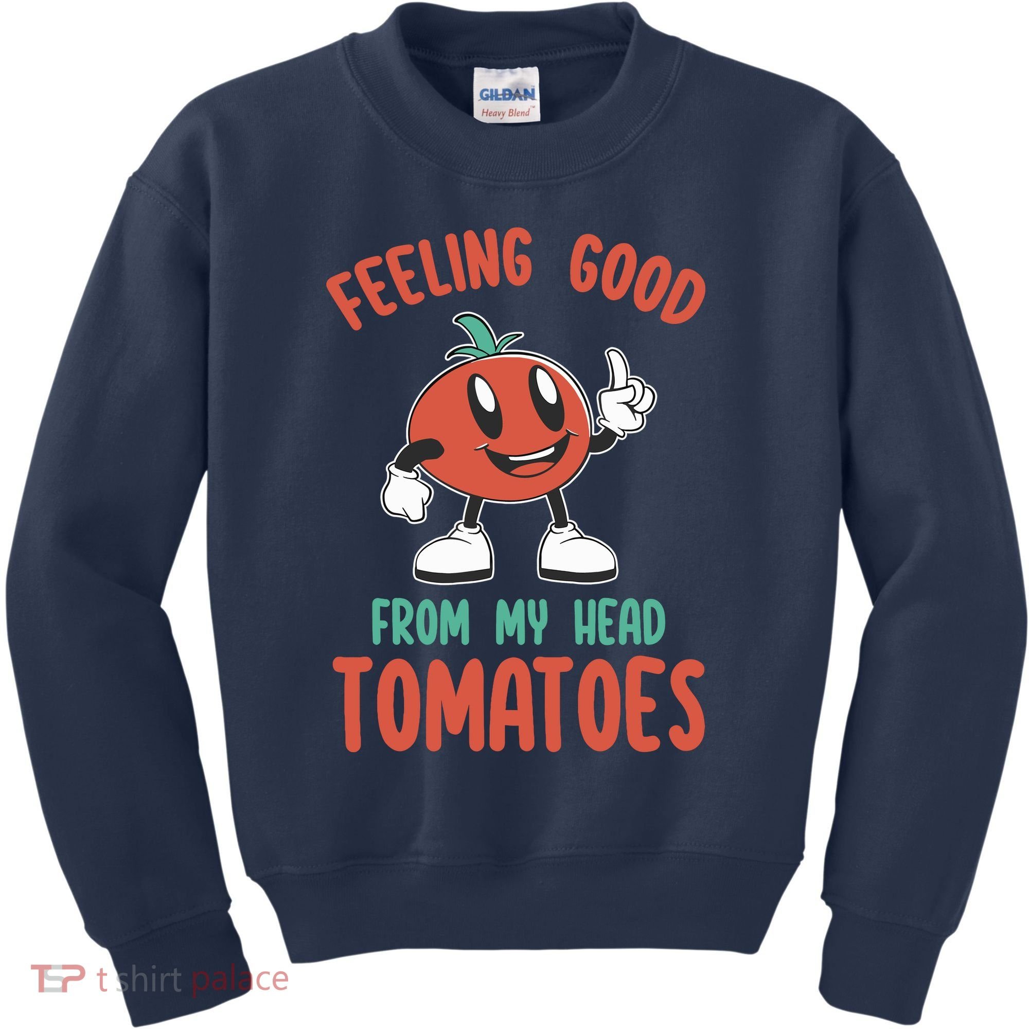 Groovy Tomato Lover Vegan Feeling Good From My Head Tomatoes Kids Sweatshirt