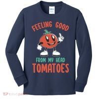 Groovy Tomato Lover Vegan Feeling Good From My Head Tomatoes Kids Long Sleeve Shirt thumb 0