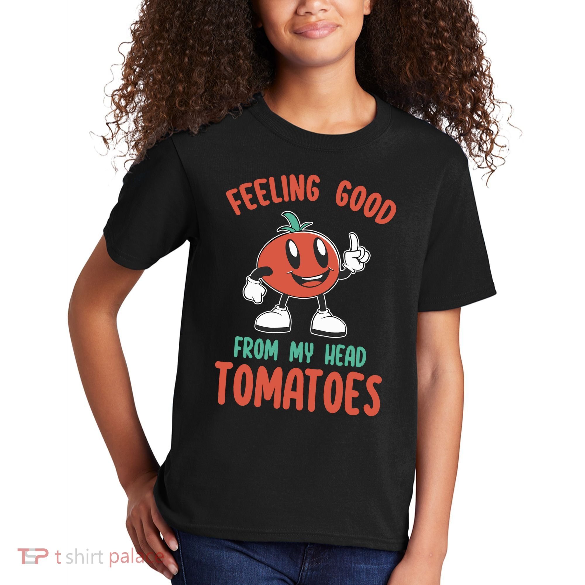 Groovy Tomato Lover Vegan Feeling Good From My Head Tomatoes Kids T-Shirt