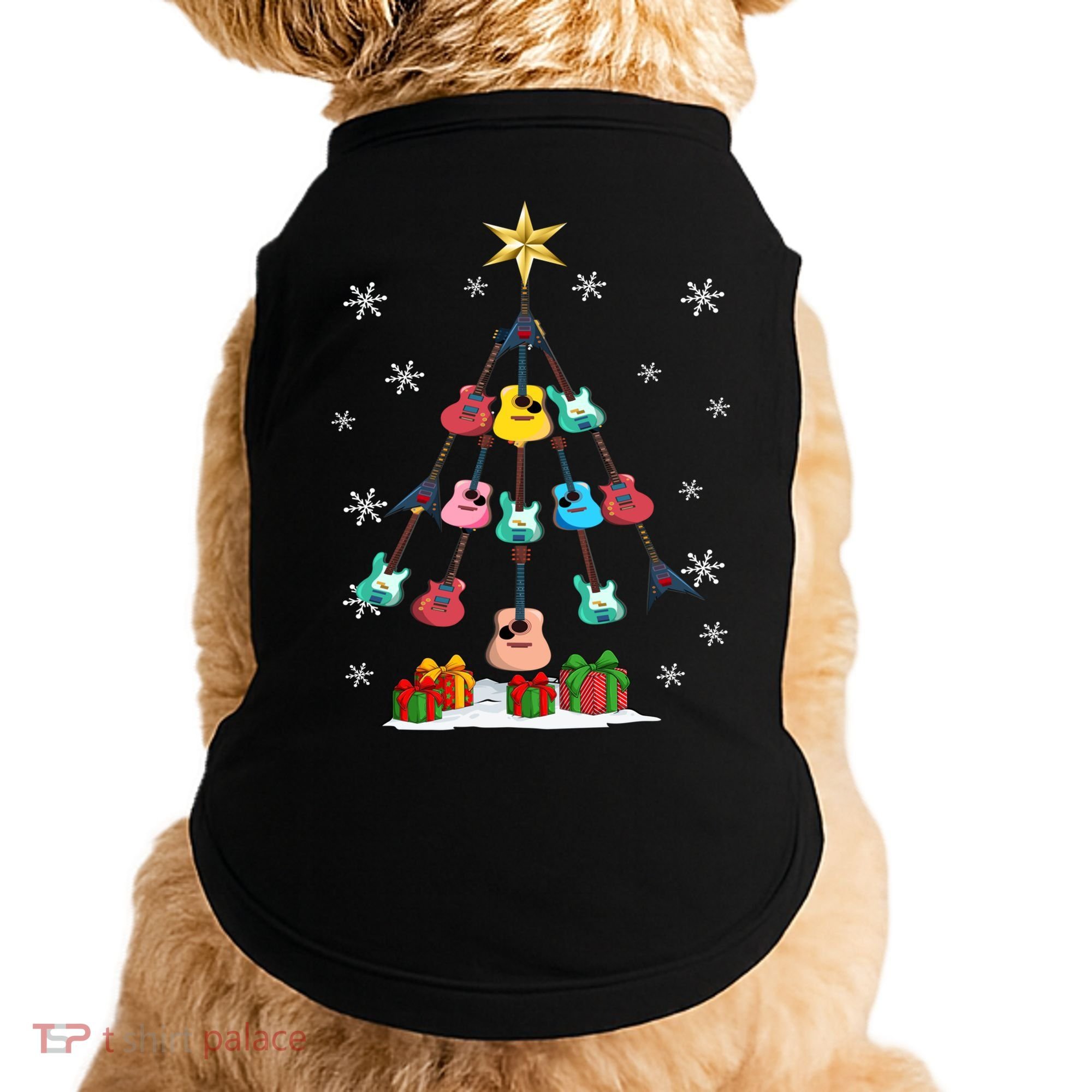 Guitar Tree Lights Christmas Pajamas Guitar Lovers Xmas Tree Cool Gift Doggie Tank