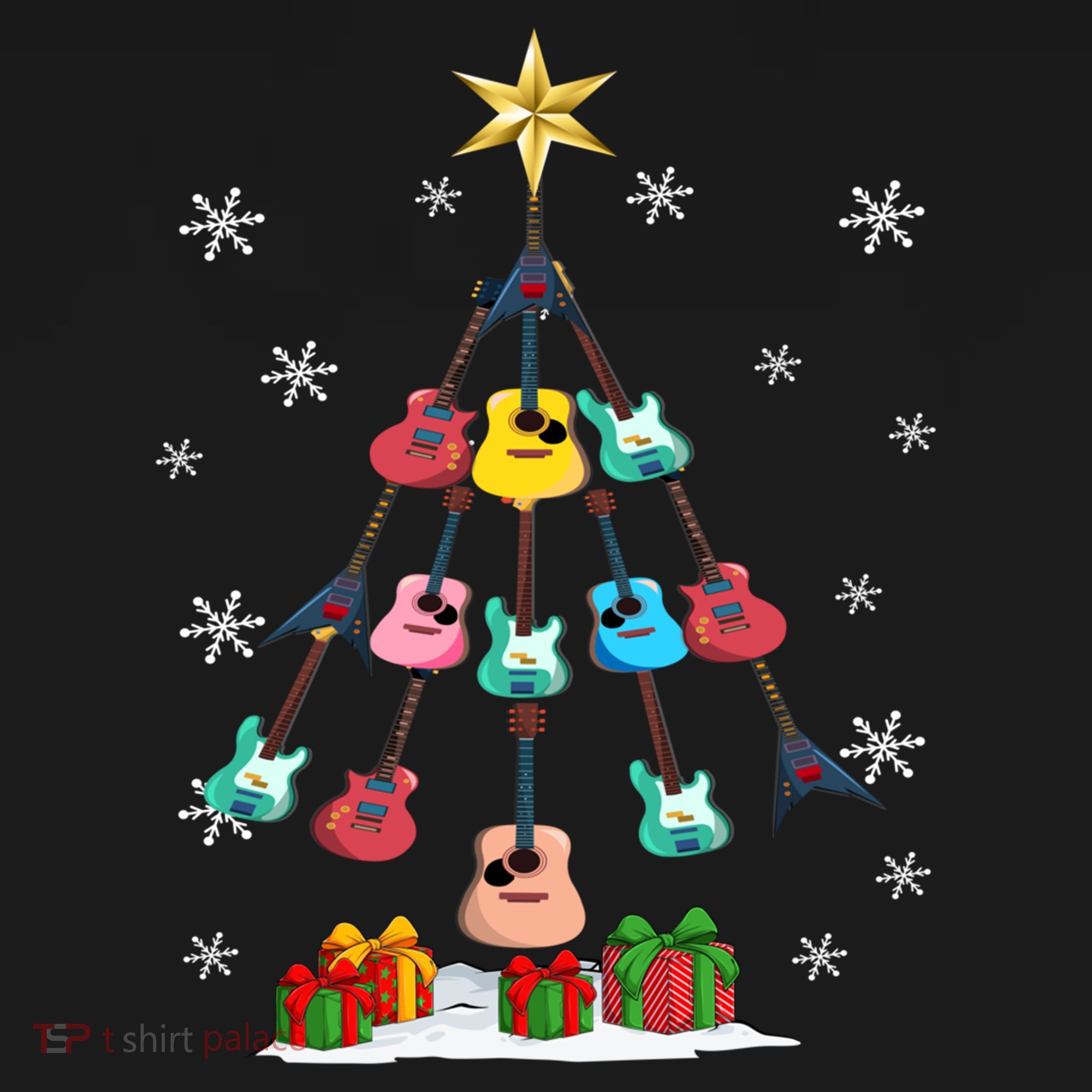 Guitar Tree Lights Christmas Pajamas Guitar Lovers Xmas Tree Cool Gift Women's Hoodie