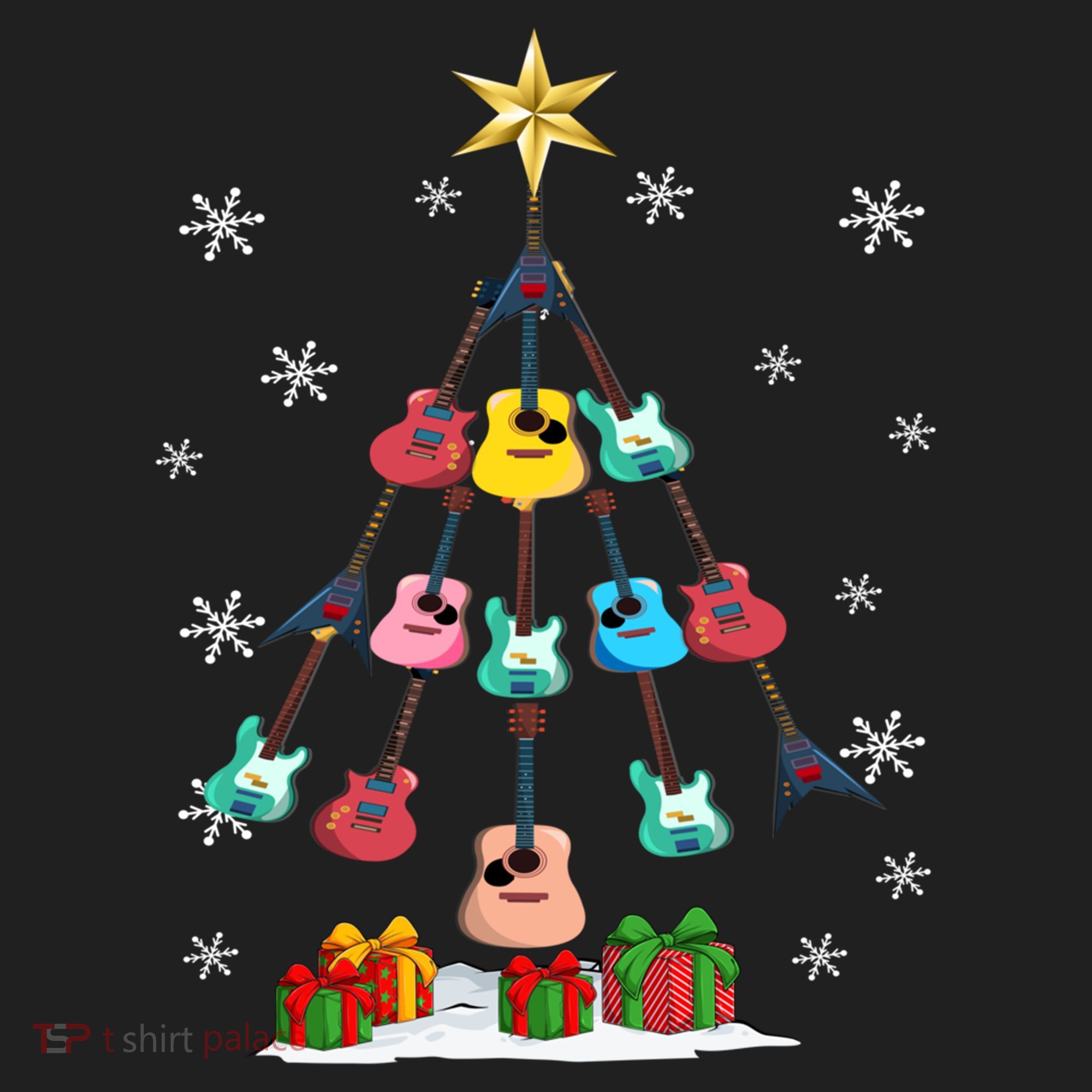 Guitar Tree Lights Christmas Pajamas Guitar Lovers Xmas Tree Cool Gift Hat