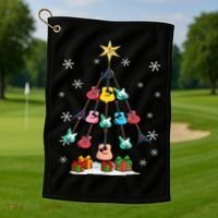 Guitar Tree Lights Christmas Pajamas Guitar Lovers Xmas Tree Cool Gift Golf Towel thumb 1