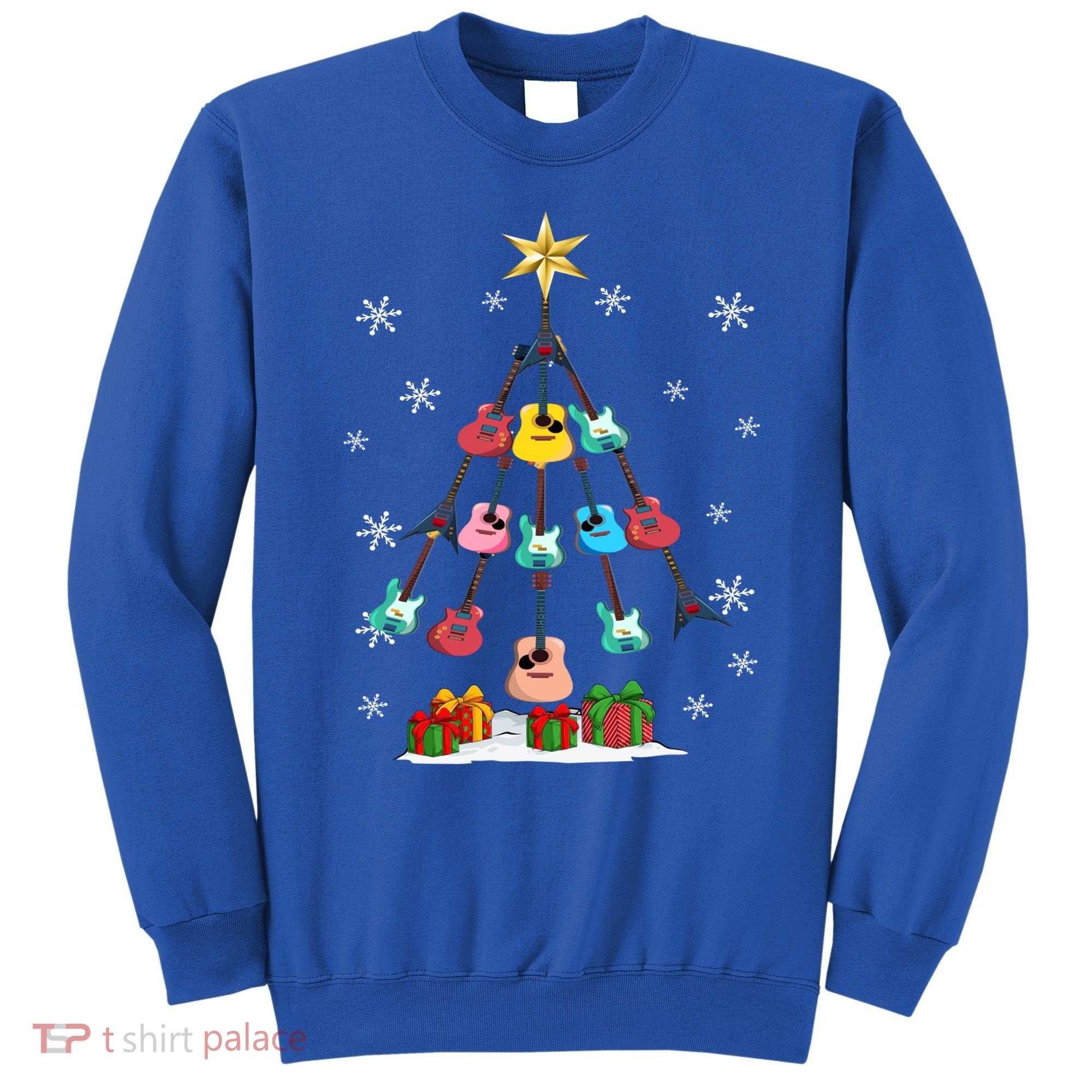 Guitar Tree Lights Christmas Pajamas Guitar Lovers Xmas Tree Cool Gift Sweatshirt