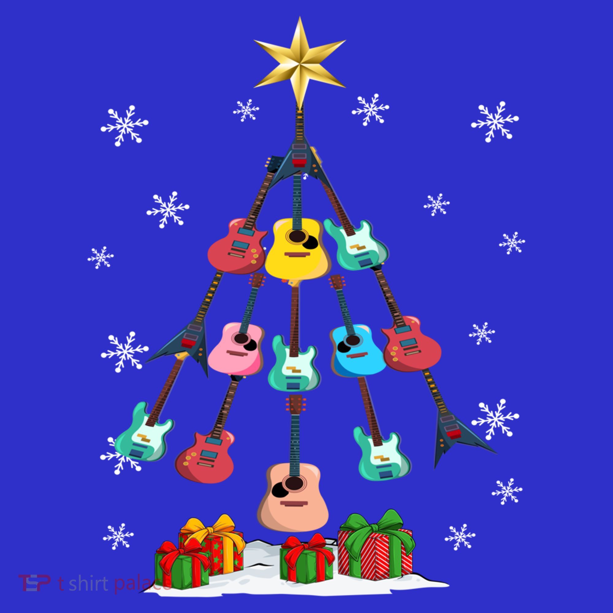 Guitar Tree Lights Christmas Pajamas Guitar Lovers Xmas Tree Cool Gift Sweatshirt