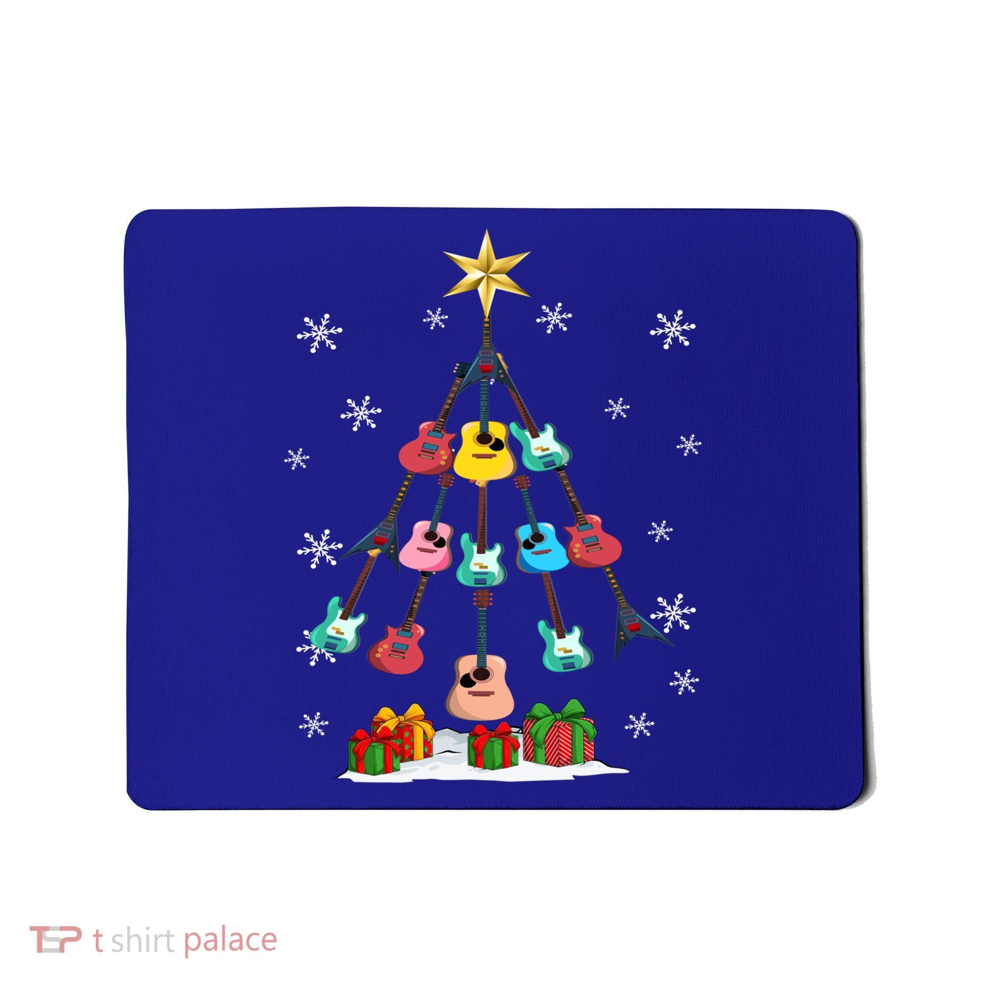 Guitar Tree Lights Christmas Pajamas Guitar Lovers Xmas Tree Cool Gift Mousepad