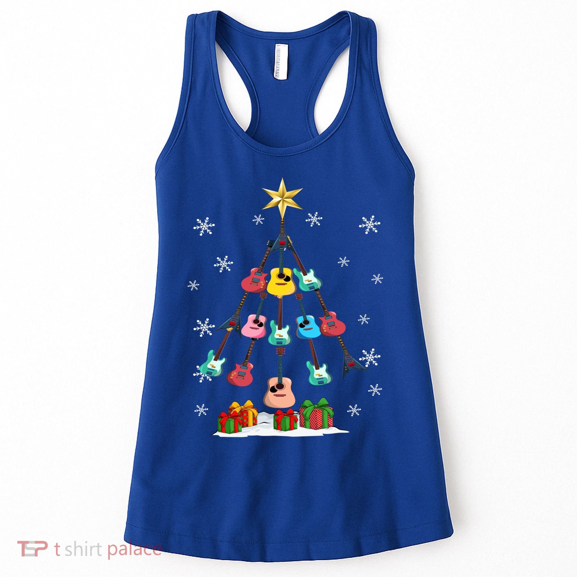 Guitar Tree Lights Christmas Pajamas Guitar Lovers Xmas Tree Cool Gift Women's Tank Top
