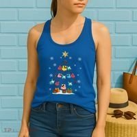 Guitar Tree Lights Christmas Pajamas Guitar Lovers Xmas Tree Cool Gift Women's Tank Top thumb 2