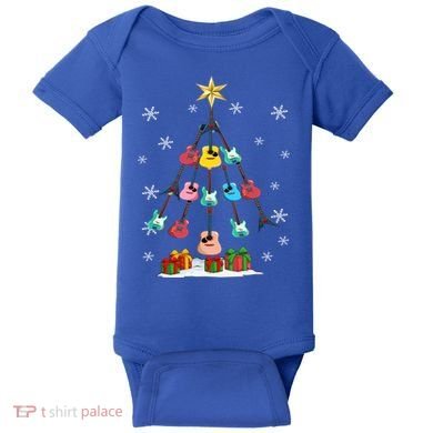 Guitar Tree Lights Christmas Pajamas Guitar Lovers Xmas Tree Cool Gift Baby Bodysuit