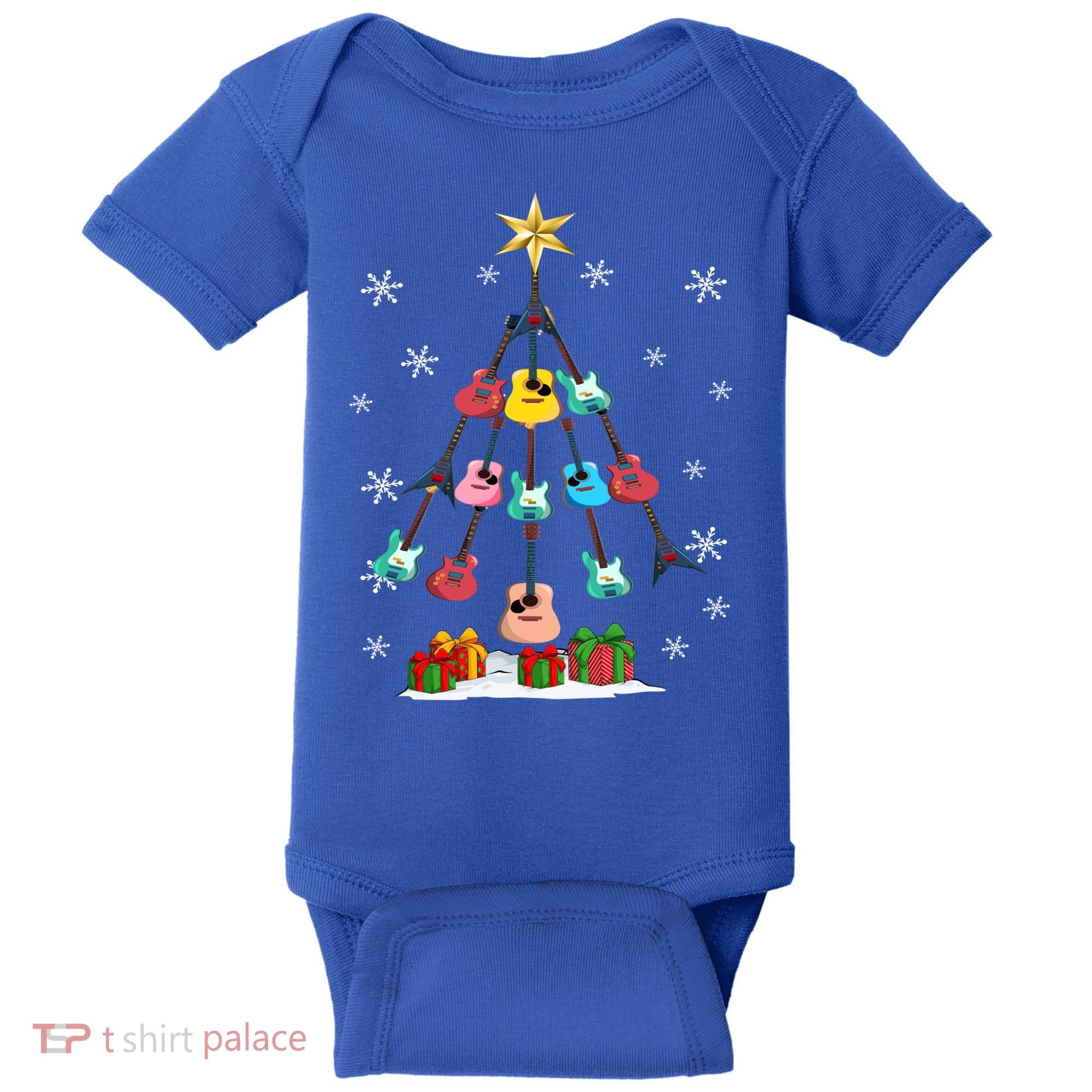 Guitar Tree Lights Christmas Pajamas Guitar Lovers Xmas Tree Cool Gift Baby Bodysuit