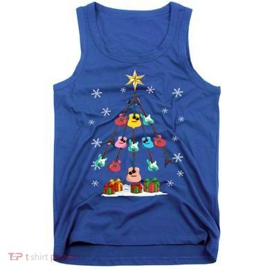 Guitar Tree Lights Christmas Pajamas Guitar Lovers Xmas Tree Cool Gift Tank Top