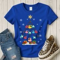 Guitar Tree Lights Christmas Pajamas Guitar Lovers Xmas Tree Cool Gift Women's T-Shirt thumb 3