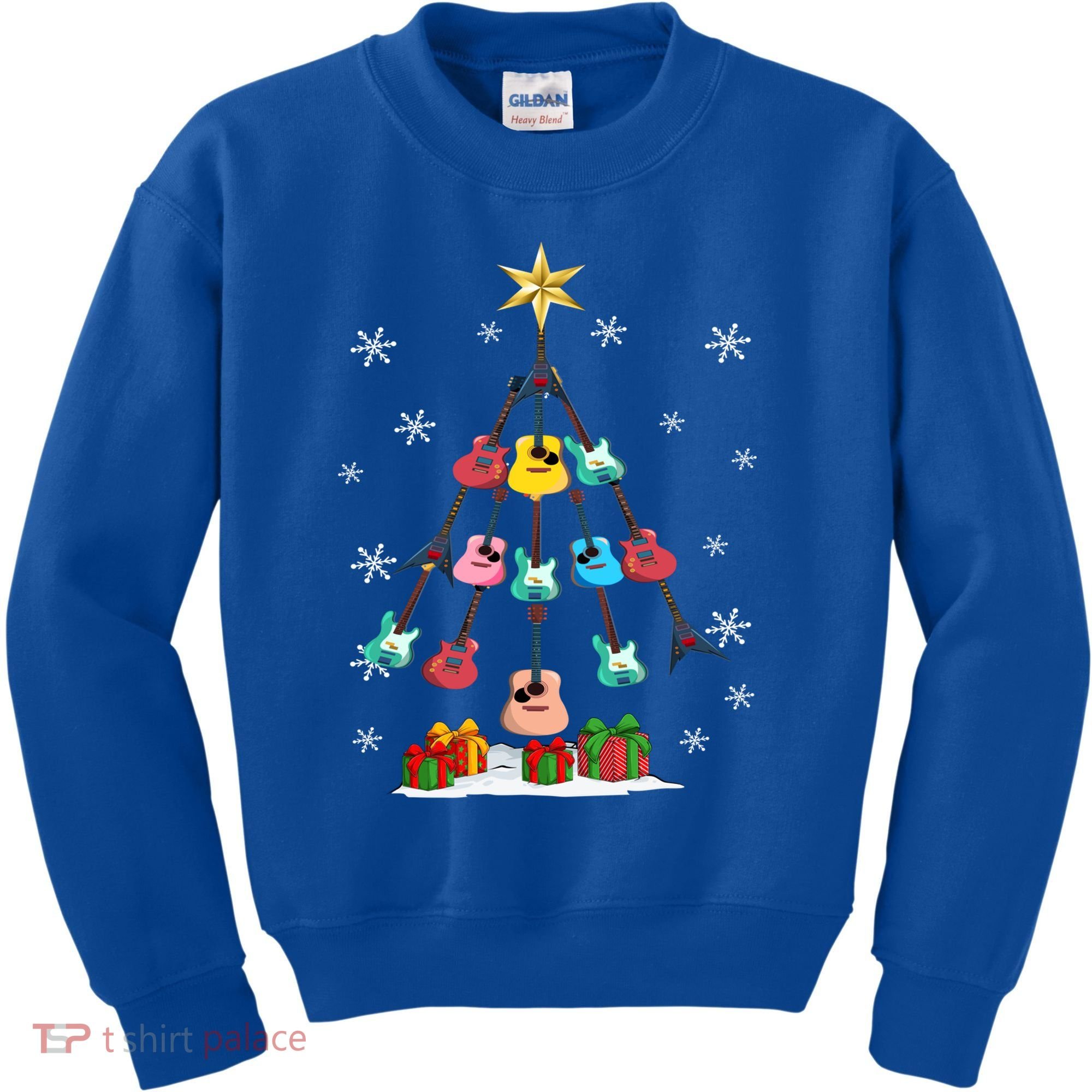 Guitar Tree Lights Christmas Pajamas Guitar Lovers Xmas Tree Cool Gift Kids Sweatshirt