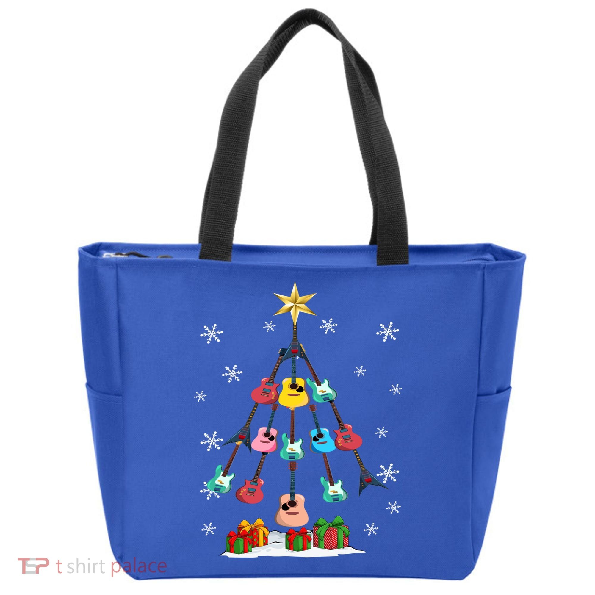 Guitar Tree Lights Christmas Pajamas Guitar Lovers Xmas Tree Cool Gift Tote Bag