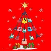 Guitar Tree Lights Christmas Pajamas Guitar Lovers Xmas Tree Cool Gift Santa Hat thumb 1