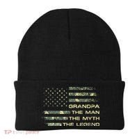 Grandpa The Man The Myth The Legend Fathers Day Camo US Flag Beanie thumb 0