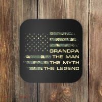 Grandpa The Man The Myth The Legend Fathers Day Camo US Flag Coaster thumb 0